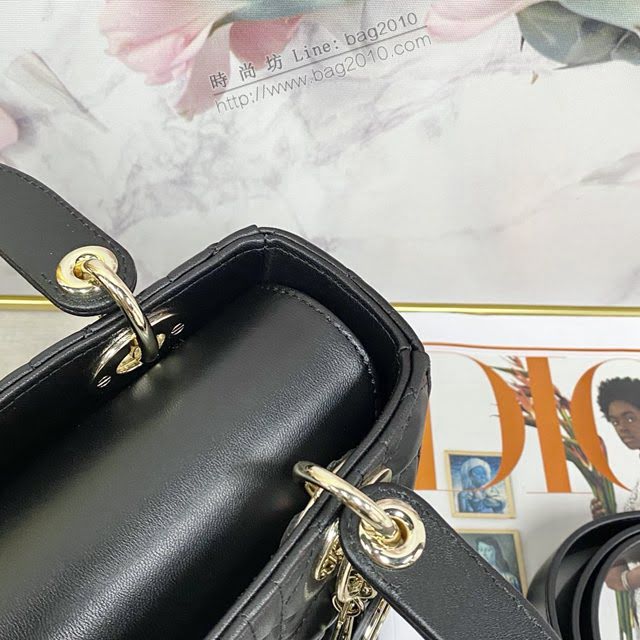 Dior女包 迪奧Lady羊皮黑色戴妃包 Dior手提肩背斜挎包  dfk1844